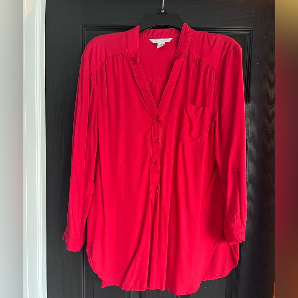 Red tunic blouse